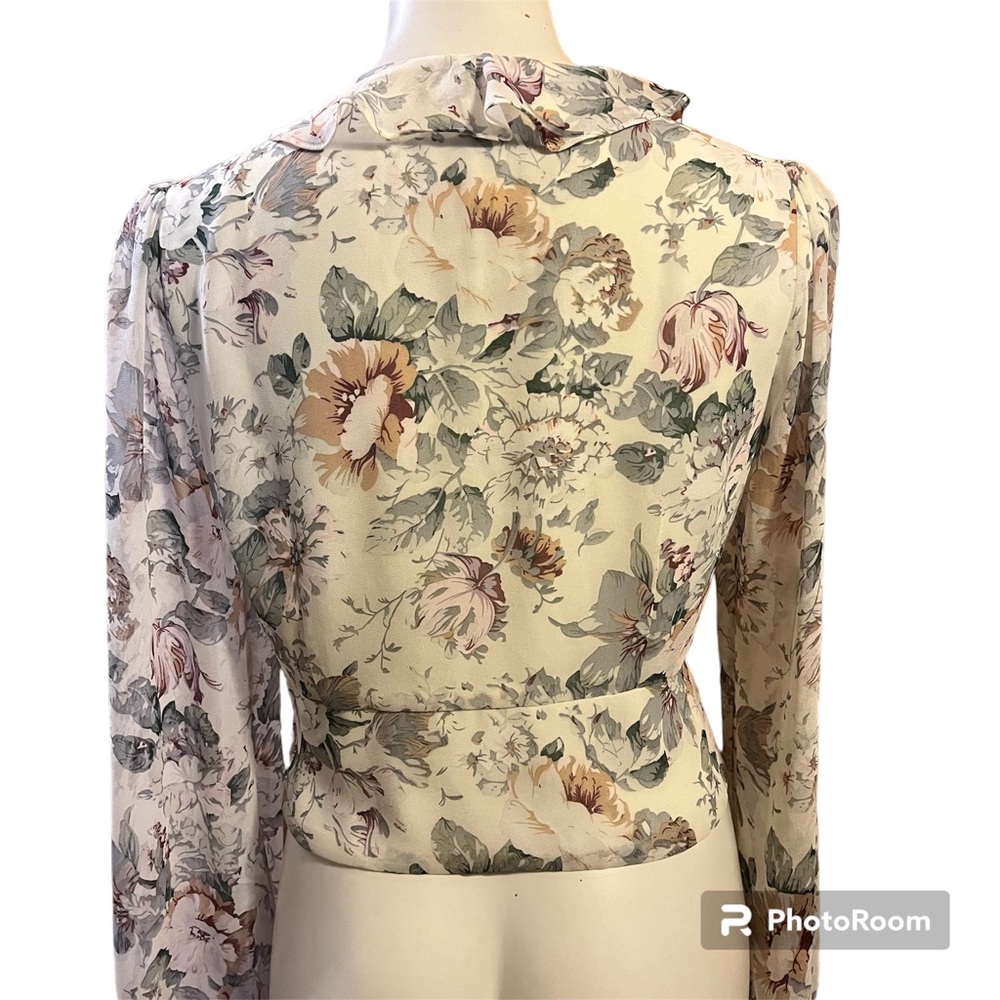 Revolve/Bardot floral long sleeve ruffled  blouse - Picture 4 of 14